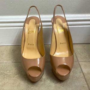 100% Authentic Christian Louboutin Patent Leather Peep Toe Heels